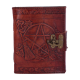 Book Leather Book of Shadows with lock pentagram and Besom design